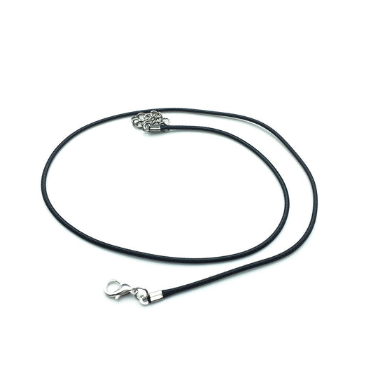 Black Leather Cord Necklace with Lobster Clasp (10 pcs)