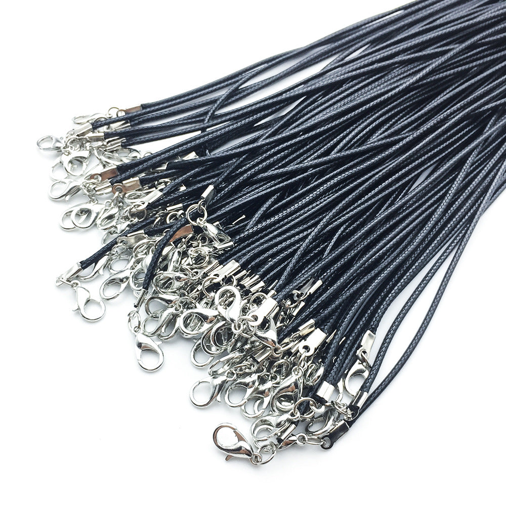 Black Leather Cord Necklace with Lobster Clasp (10 pcs)