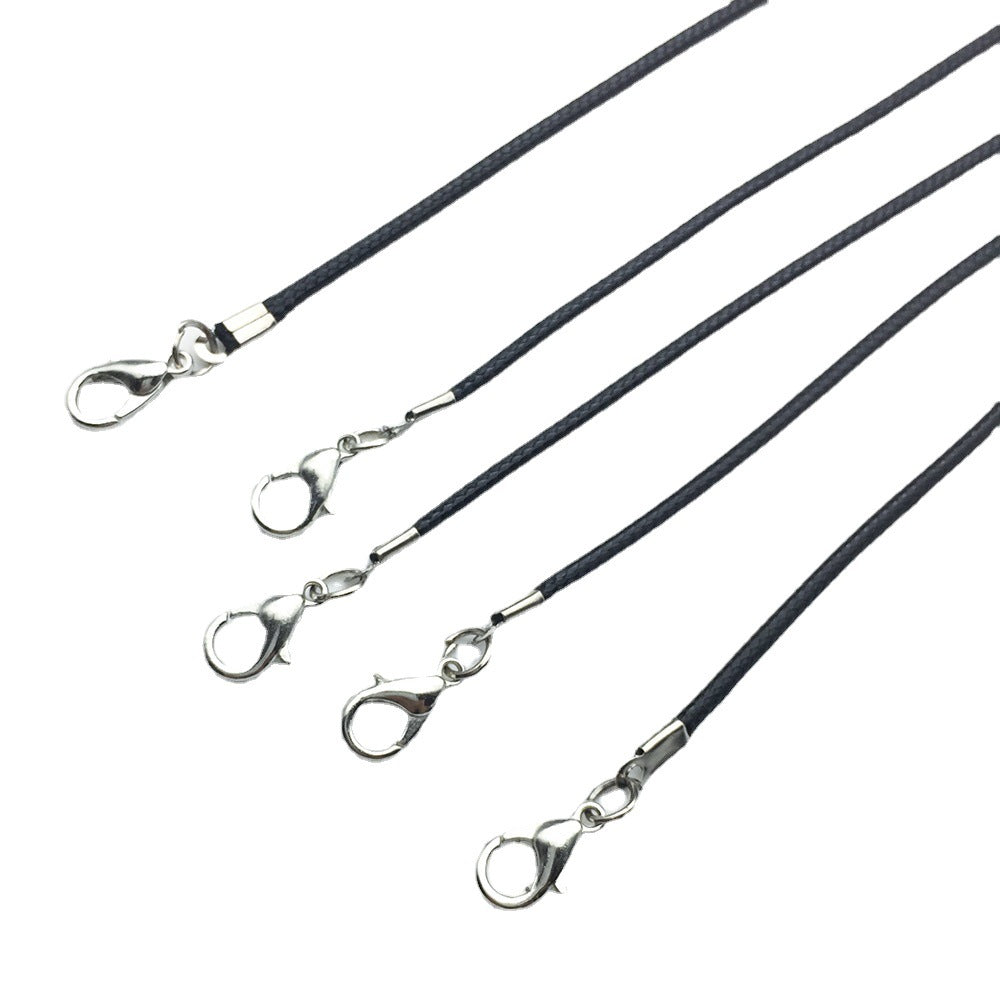 Black Leather Cord Necklace with Lobster Clasp (10 pcs)