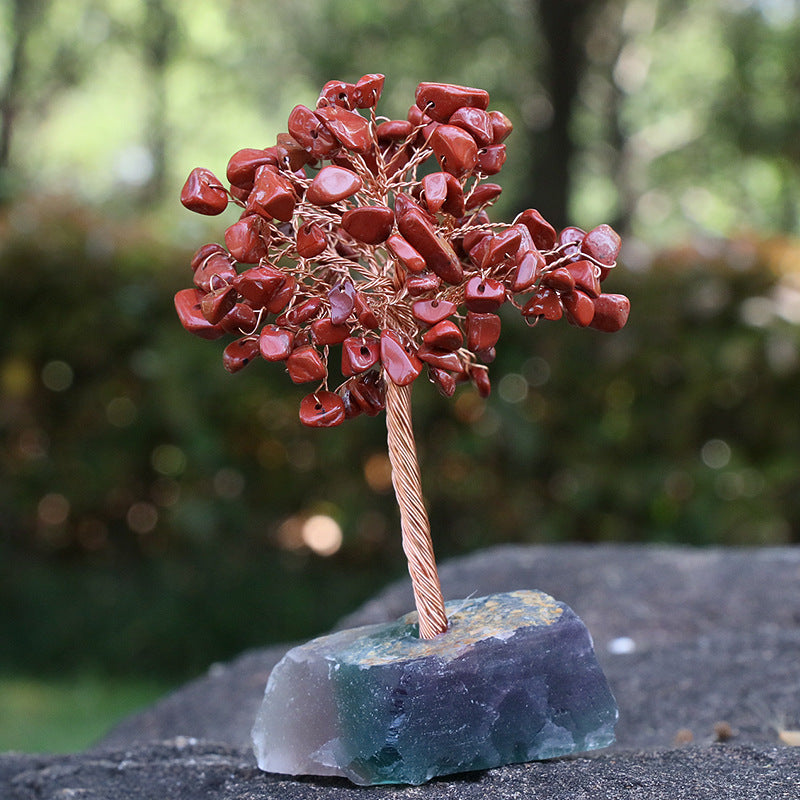 Natural Stone Amethyst Pachira Macrocarpa Raw Ore Copper Wire Colorful Crystal Gravel Lucky Tree Handmade Crafts Ornaments