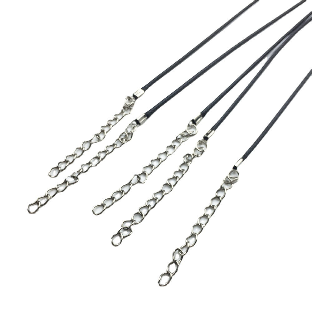 Black Leather Cord Necklace with Lobster Clasp (10 pcs)